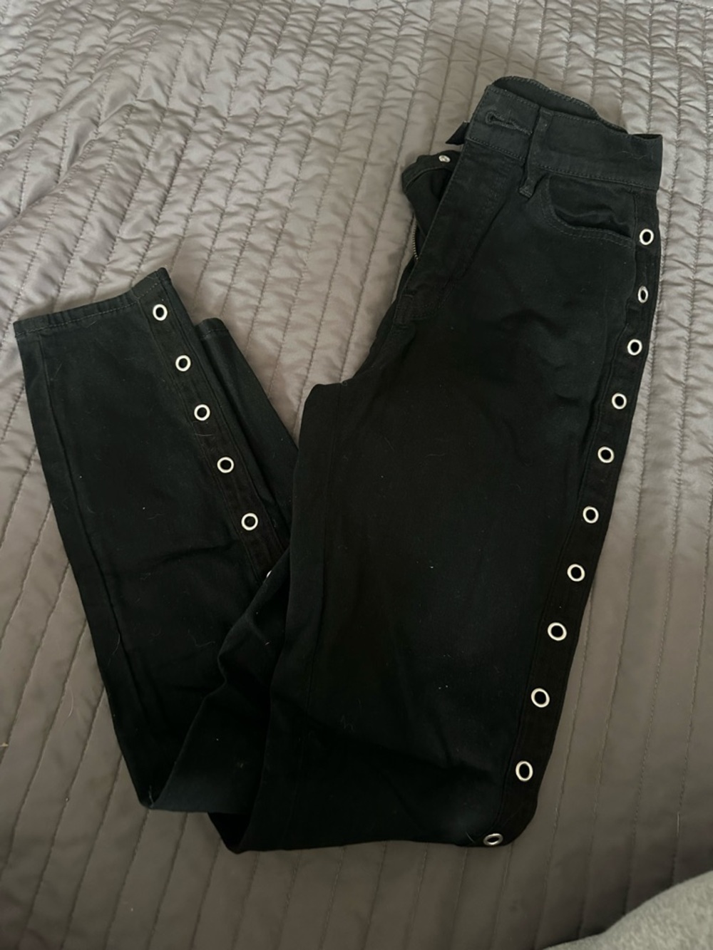 BDG Black High-Rise Cropped Twig Jeans with Red Stitch Accent - Picture 3 of 3